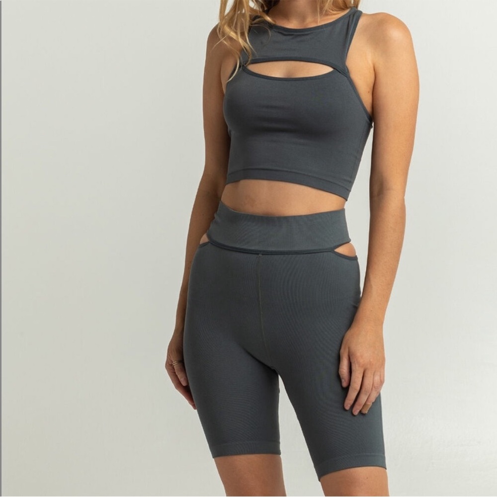 FP Movement Gray Cutout Biker Shorts